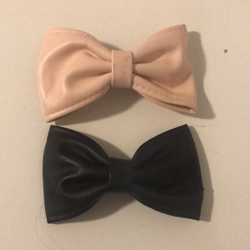 Elegant Black and Pink Hair Bow Set
